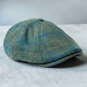 Boston Scally Co Hat Cap XL Green Plaid Irish Rose Newsboy Cabbie Deadstock